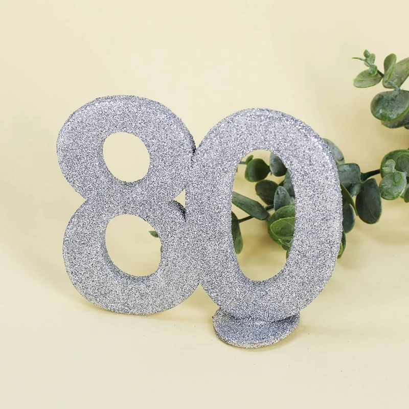 Silberne Dekozahl 80 zum Geburtstag für Tischdekoration
