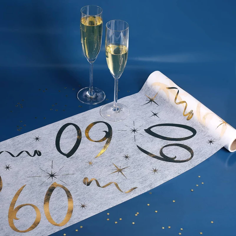 Deko Tischläufer aus Vlies zum 60. Geburtstag - gold
