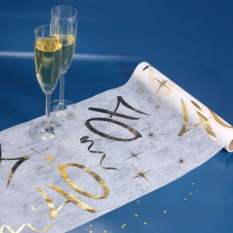 Deko Tischläufer aus Vlies zum 40. Geburtstag - gold