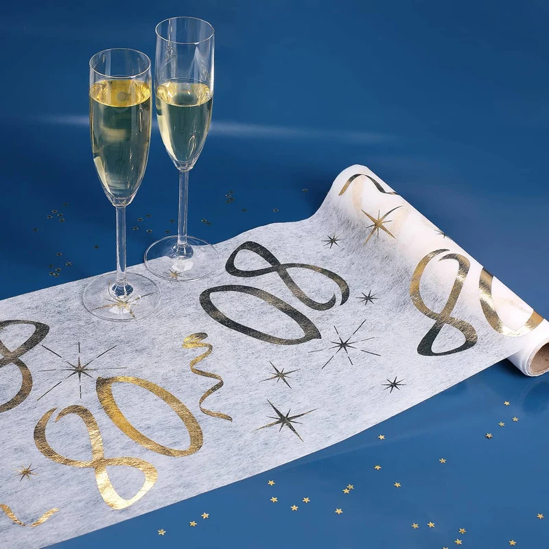 Deko Tischläufer aus Vlies zum 80. Geburtstag - gold