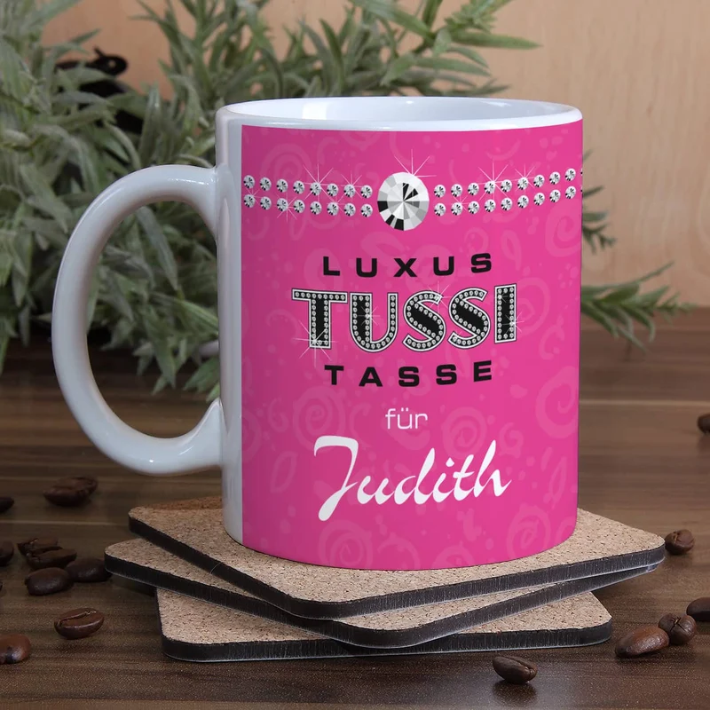 Individuelle Tasse mit Namensaufdruck für die Tussi