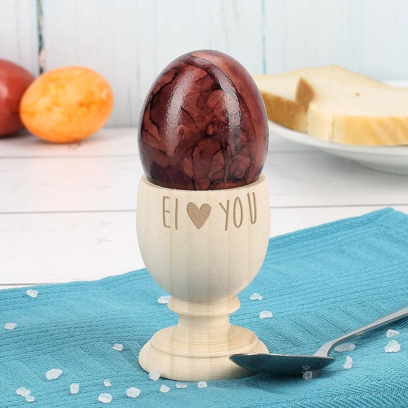 Eierbecher aus Holz Ei love you