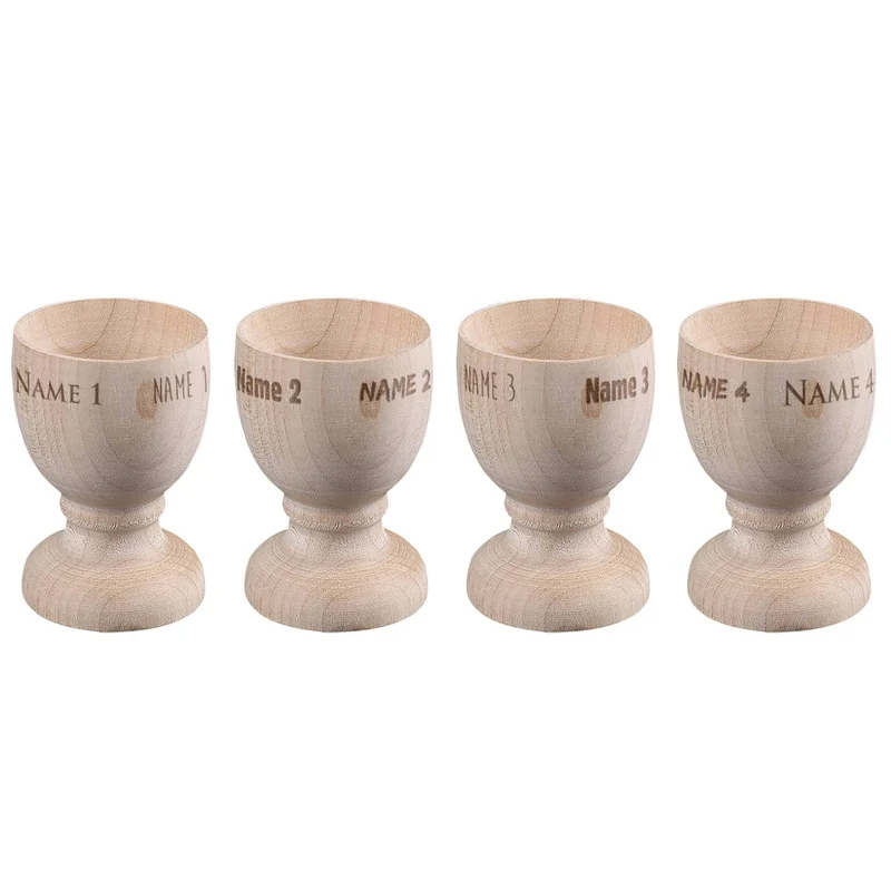 Holz Eierbecher im 4er Set mit Ihren Namen