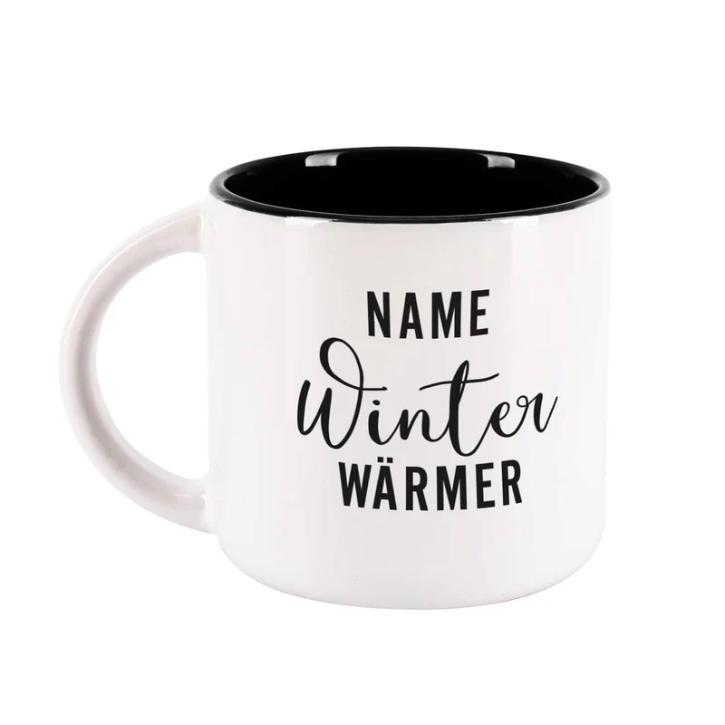 Große Tasse - Winter Wärmer - innen schwarz und mit Ihrem Namen