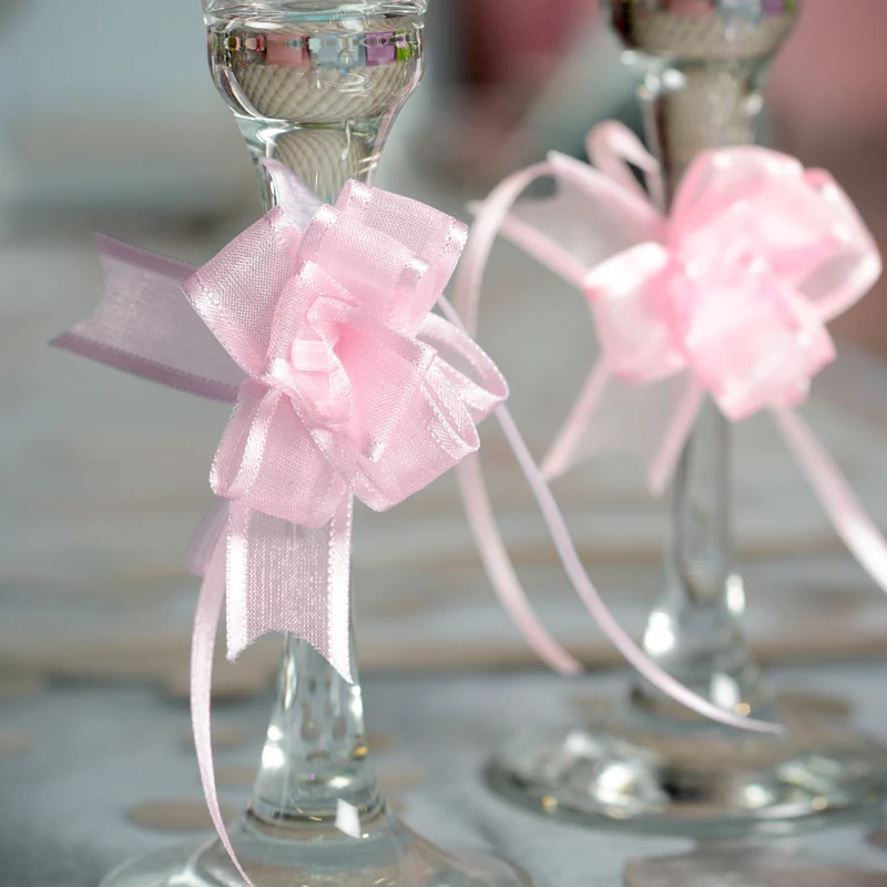 5 Mini Organzaschleifen in rosa