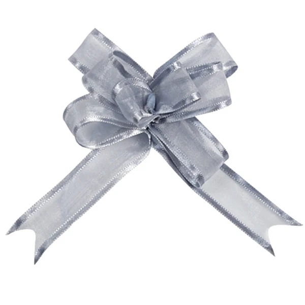 5 Mini Schleifenbänder aus Organza in Silber