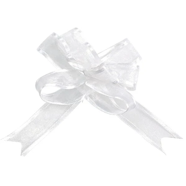 5 Mini Schleifenbänder aus Organza in Weiß