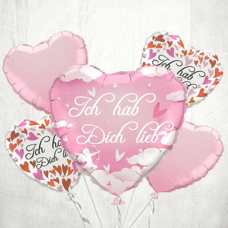 5-tlg. Folien-Ballon-Set - Ich hab Dich lieb