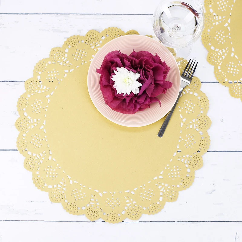 10 Runde Platzdeckchen aus Papier in Natur