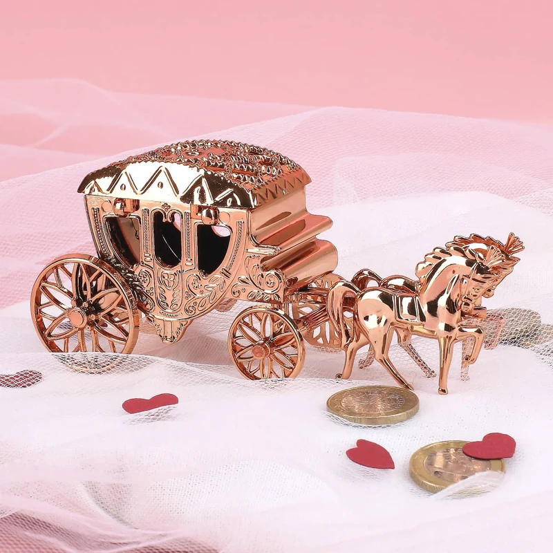 Deko Kutsche in Roségold für Geldgeschenke