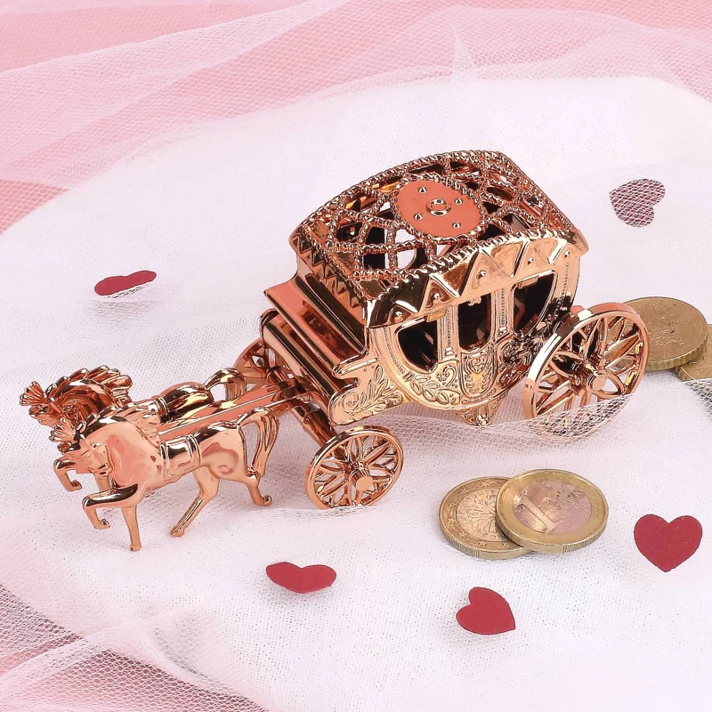 Deko Kutsche in Roségold für Geldgeschenke