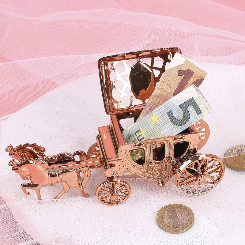 Deko Kutsche in Roségold für Geldgeschenke