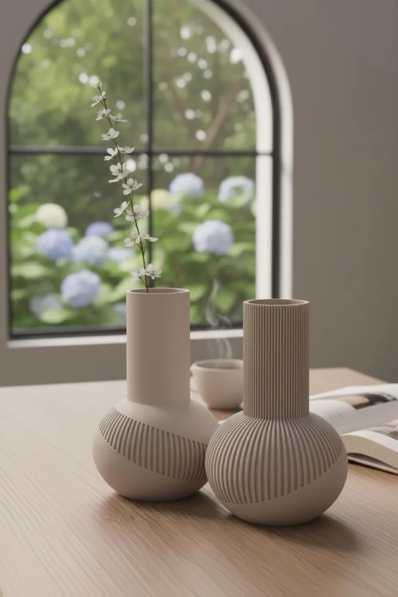 Tama Japandi Vase – Moderne 3D-Druck Designvase im japanisch-skandinavischen Stil | Minimalistische Deko