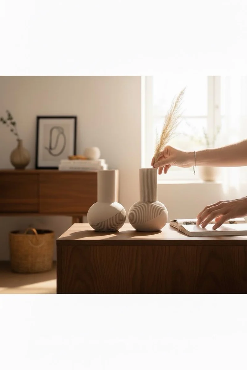 Tama Japandi Vase – Moderne 3D-Druck Designvase im japanisch-skandinavischen Stil | Minimalistische Deko