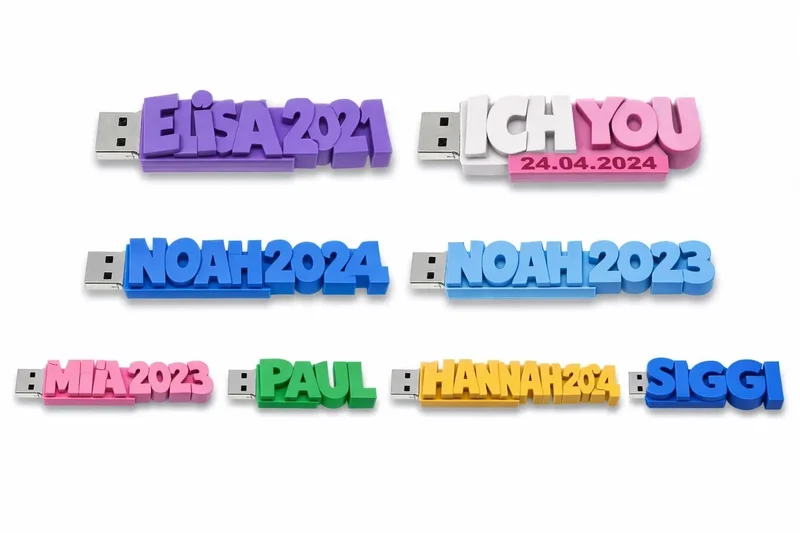 Personalisierter USB-Stick mit Namen – Geschenk für Baby-,Ultraschall- oder Hochzeitsfotos – Geburt oder Brautpaar – echte 32GB –3D gedruckt