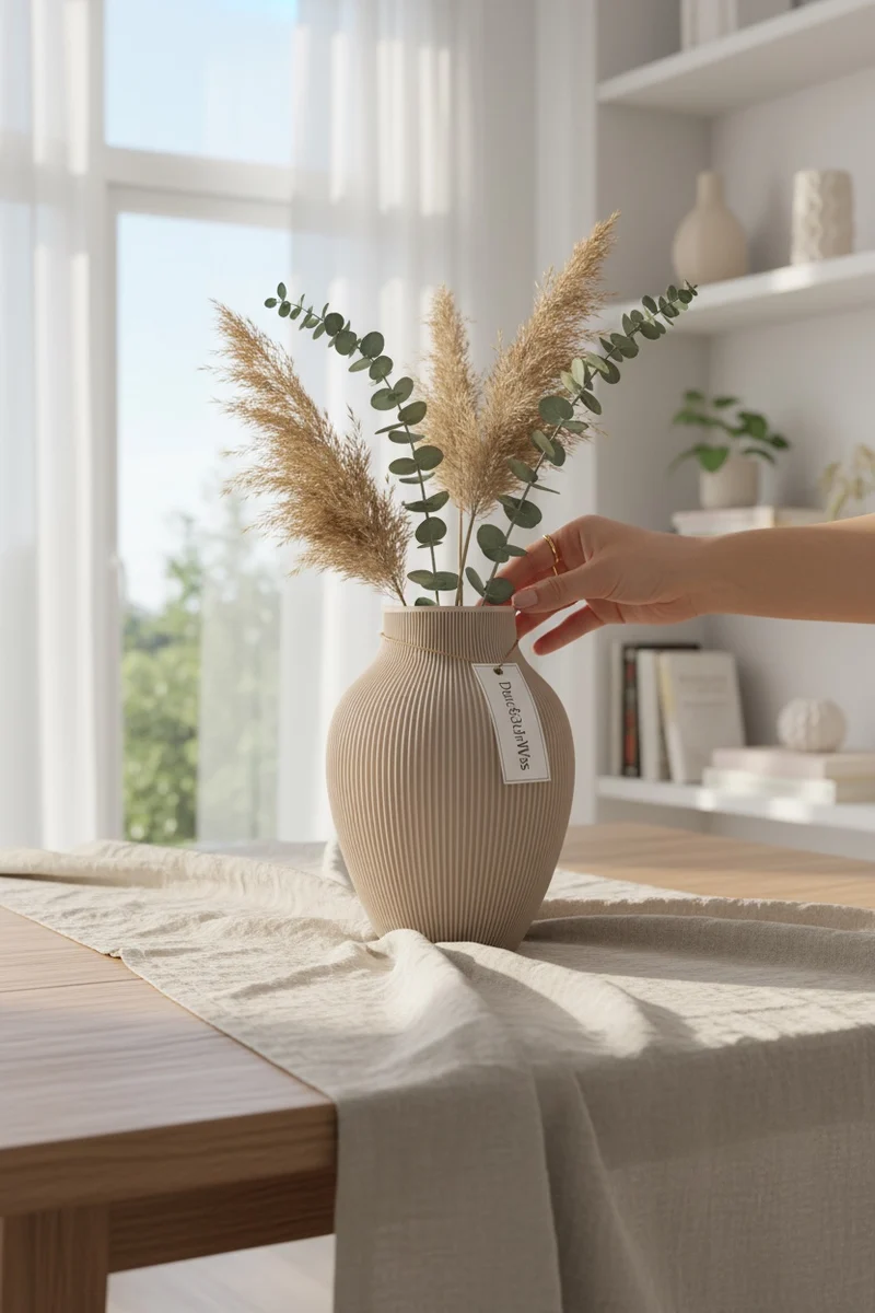 Japandi Vase Tayo, Matte Optik, Nachhaltig (Für Trockenblumen & Pampasgras)