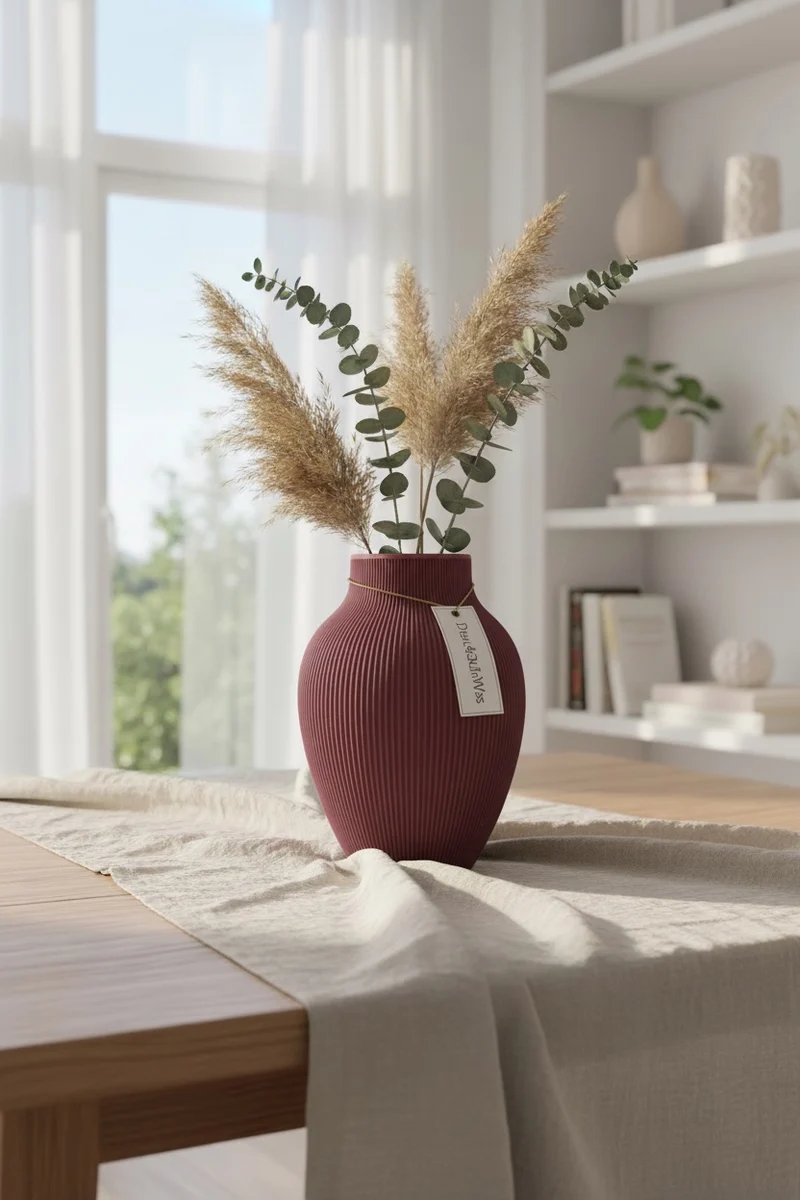 Japandi Vase Tayo, Matte Optik, Nachhaltig (Für Trockenblumen & Pampasgras)