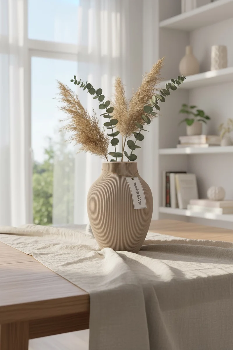 Japandi Vase Tayo, Matte Optik, Nachhaltig (Für Trockenblumen & Pampasgras)