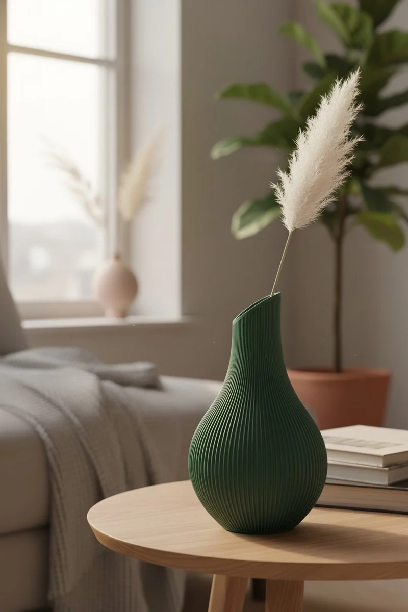 Japandi Vase – Moderne Deko Vase 179 mm | Minimalistische Skandi Japan Deko | 3D-gedruckte Vase Japandi Stil
