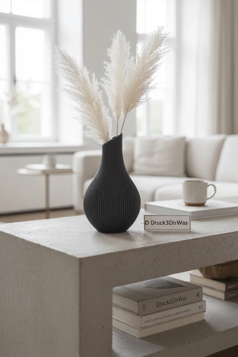Japandi Vase – Moderne Deko Vase 179 mm | Minimalistische Skandi Japan Deko | 3D-gedruckte Vase Japandi Stil