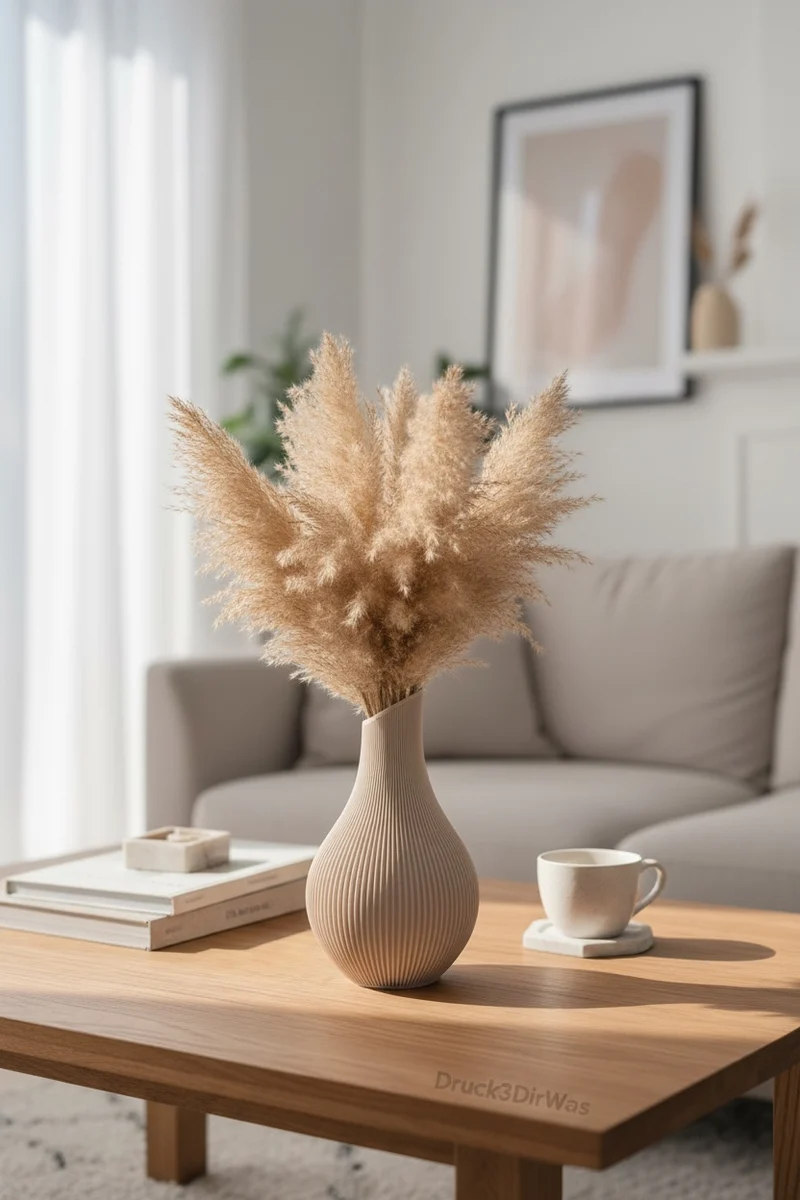 Japandi Vase – Moderne Deko Vase 179 mm | Minimalistische Skandi Japan Deko | 3D-gedruckte Vase Japandi Stil
