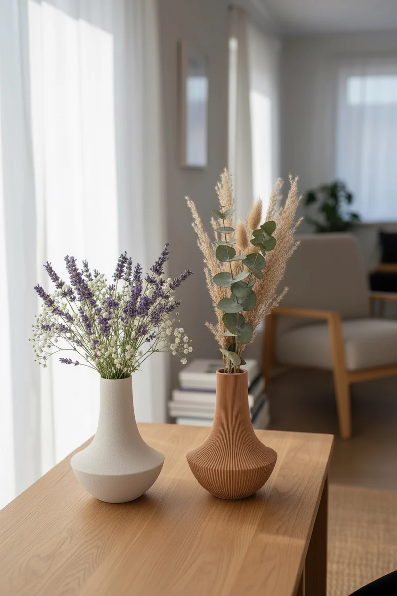 Moderne Vase Shinto – Japanisches Design, Boho Wohnzimmer Deko, handgefertigt im 3D Druck, minimalistische Blumenvase