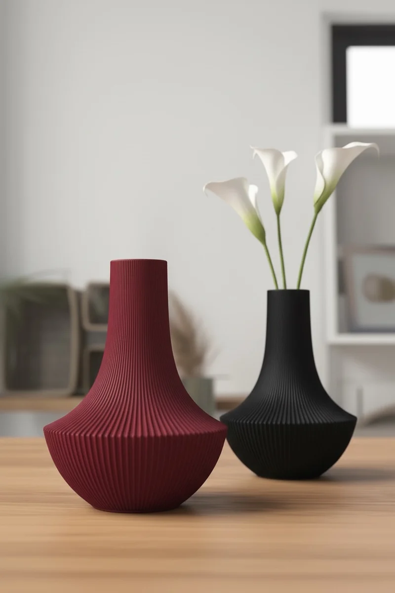 Moderne Vase Shinto – Japanisches Design, Boho Wohnzimmer Deko, handgefertigt im 3D Druck, minimalistische Blumenvase