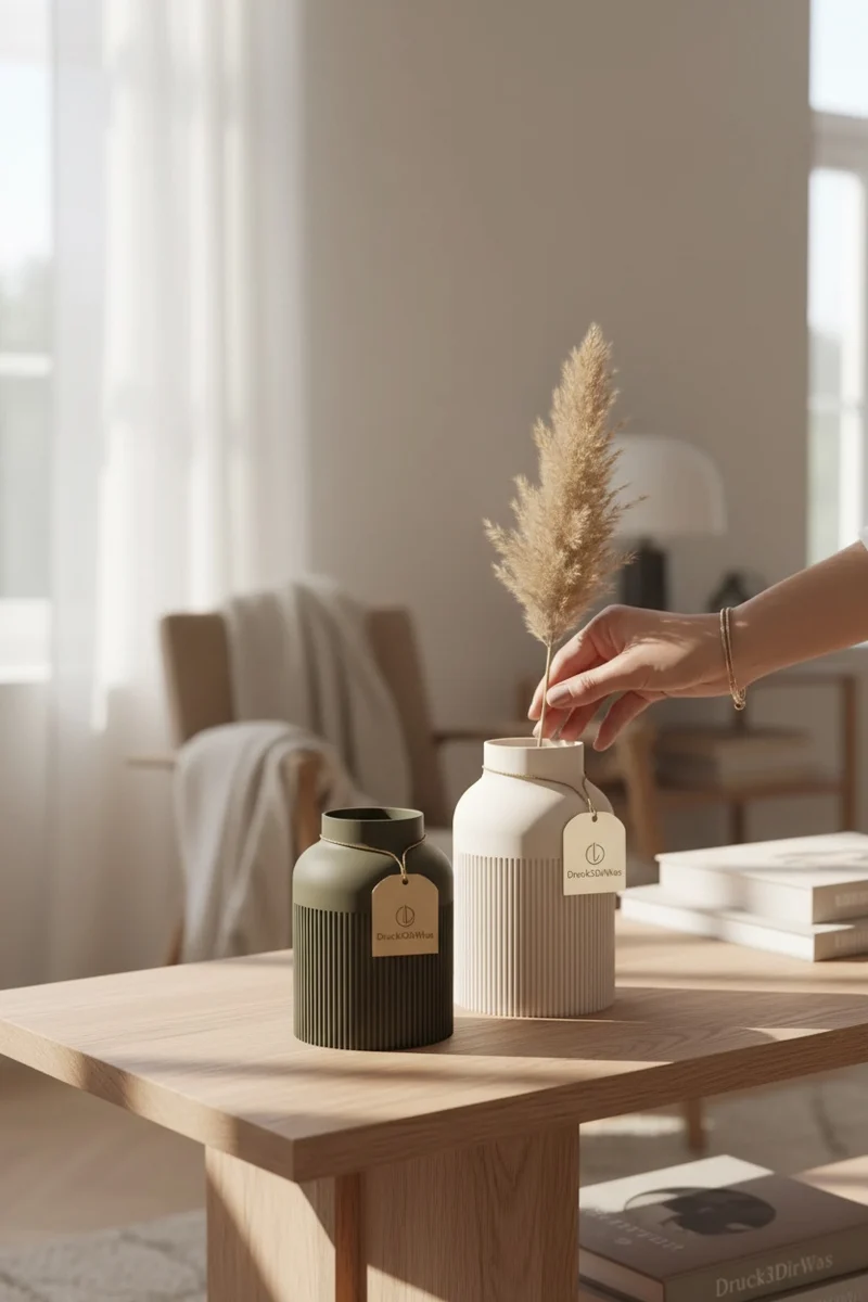 Japandi Vase – Moderne Deko Vase | Minimalistische Skandi Japan Deko | 3D-gedruckte Vase Japandi Stil