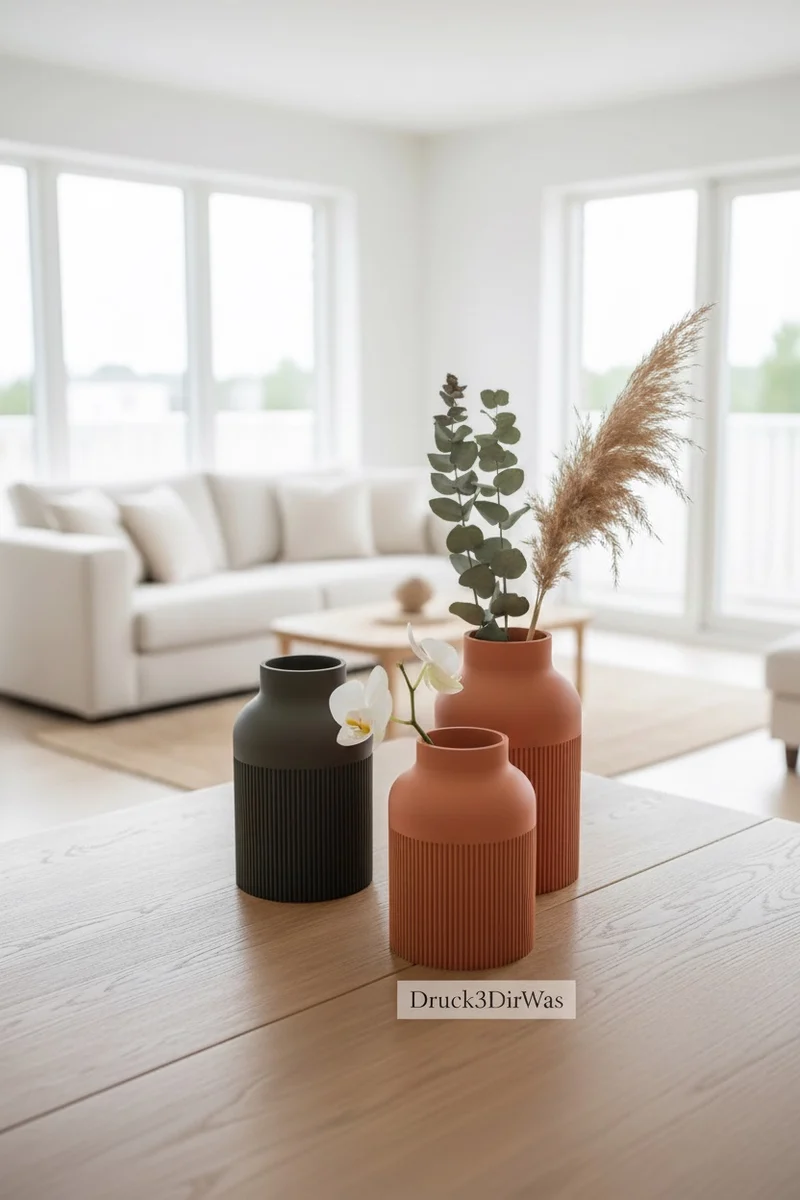 Japandi Vase – Moderne Deko Vase | Minimalistische Skandi Japan Deko | 3D-gedruckte Vase Japandi Stil