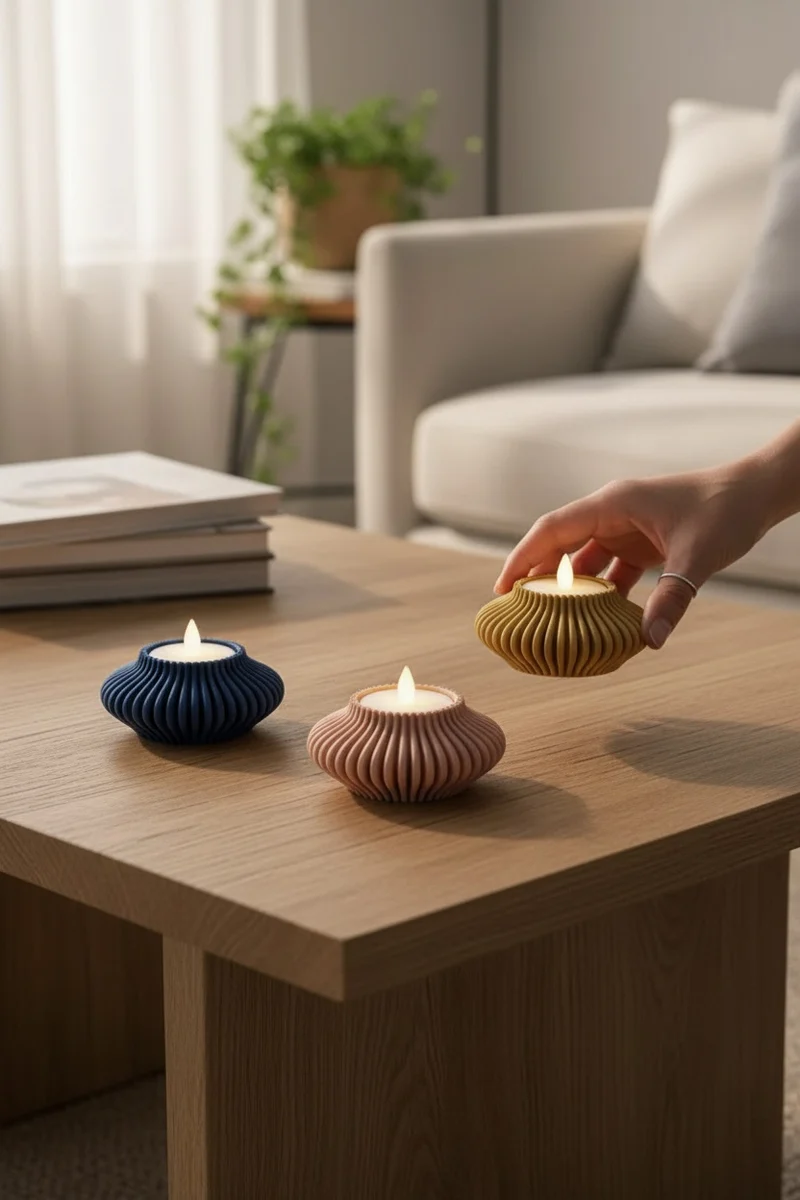 LED-Teelicht-Kerzenhalter – 3D-gedrucktes Design-Objekt für ambient Beleuchtung