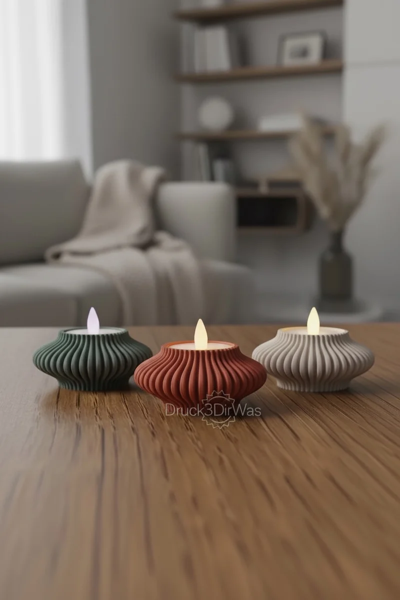 LED-Teelicht-Kerzenhalter – 3D-gedrucktes Design-Objekt für ambient Beleuchtung