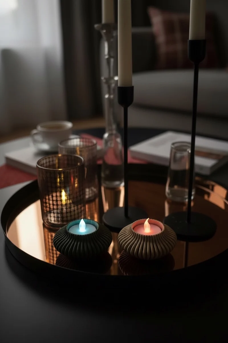 LED-Teelicht-Kerzenhalter – 3D-gedrucktes Design-Objekt für ambient Beleuchtung