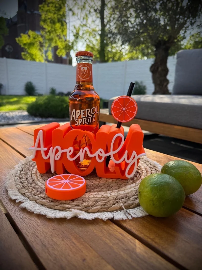 Aperol Geschenk, Flaschenhalter inkl. Strohhalm & Topper, Aperol Spritz Geschenk, Sommer Geschenk, Mitbringsel, Geburtstag