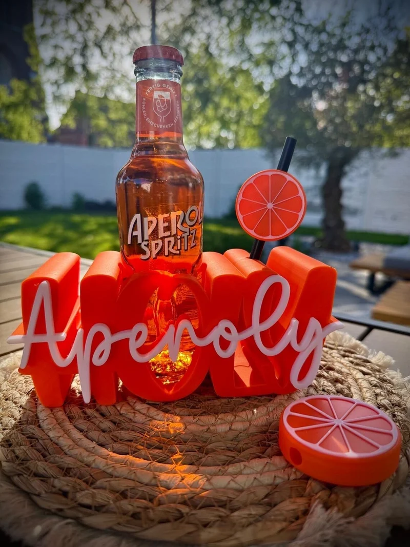 Aperol Geschenk, Flaschenhalter inkl. Strohhalm & Topper, Aperol Spritz Geschenk, Sommer Geschenk, Mitbringsel, Geburtstag