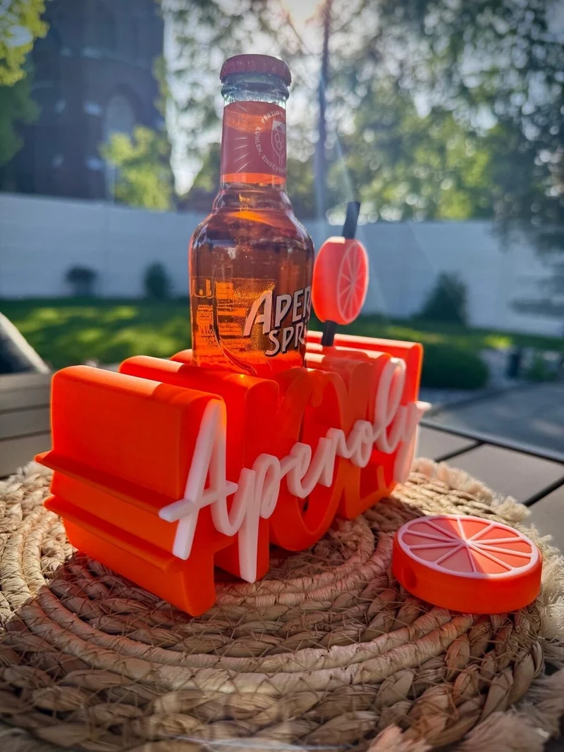 Aperol Geschenk, Flaschenhalter inkl. Strohhalm & Topper, Aperol Spritz Geschenk, Sommer Geschenk, Mitbringsel, Geburtstag