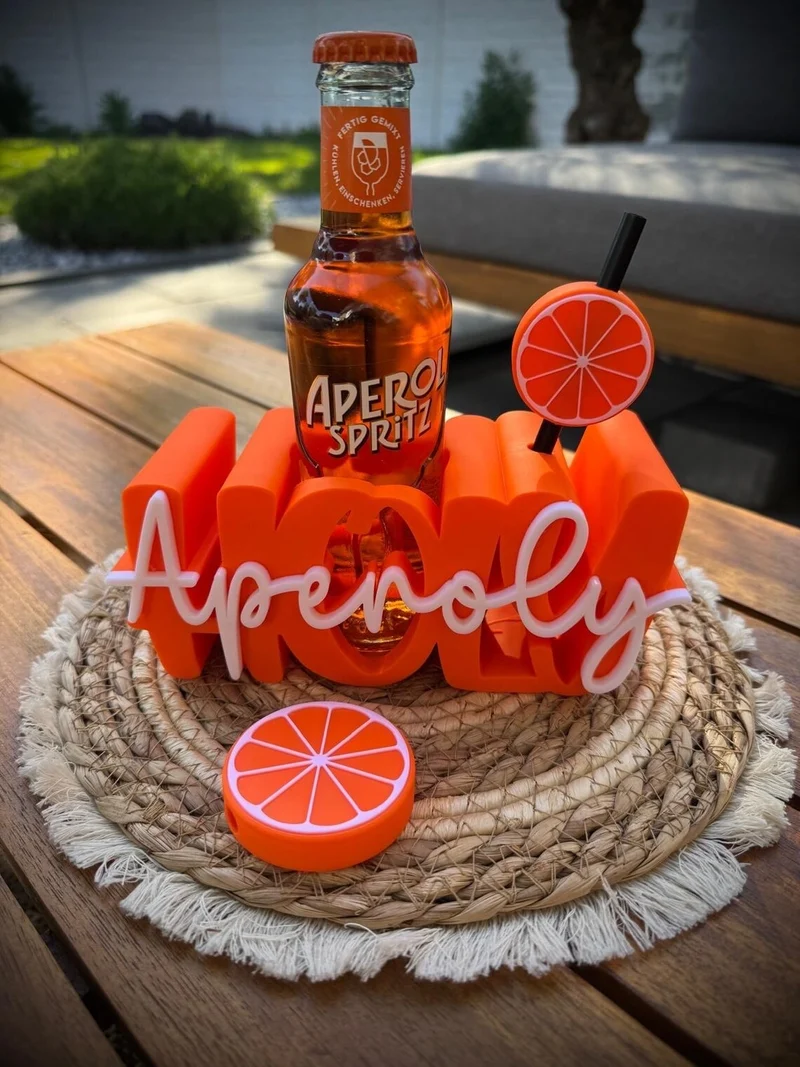 Aperol Geschenk, Flaschenhalter inkl. Strohhalm & Topper, Aperol Spritz Geschenk, Sommer Geschenk, Mitbringsel, Geburtstag