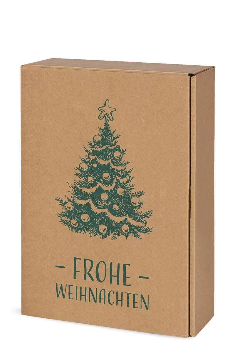 Gourmet Weihnachts­geschenk Set Blanc alkoholfrei mit Gläsern „Frohe Weihnachten“