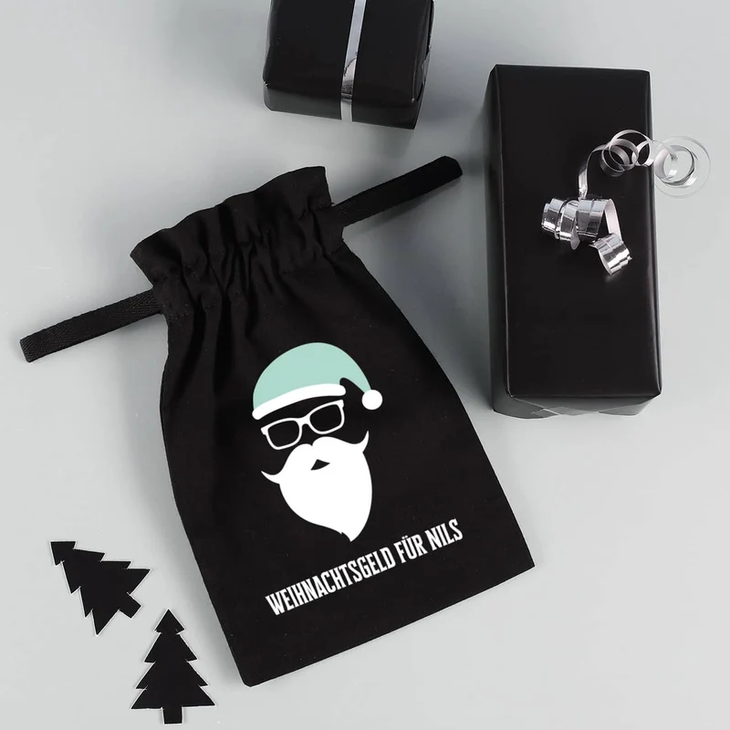 Kleiner Stoffsack mit coolem Weihnachtsmann