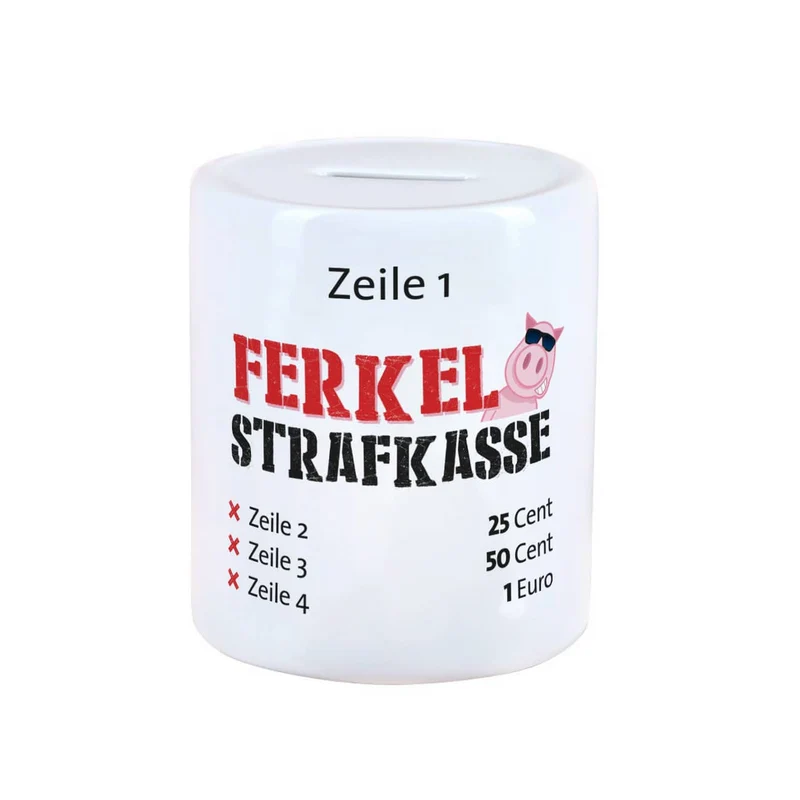 Ferkel - Strafkasse, Spardose mit Ihrem Wunschtext