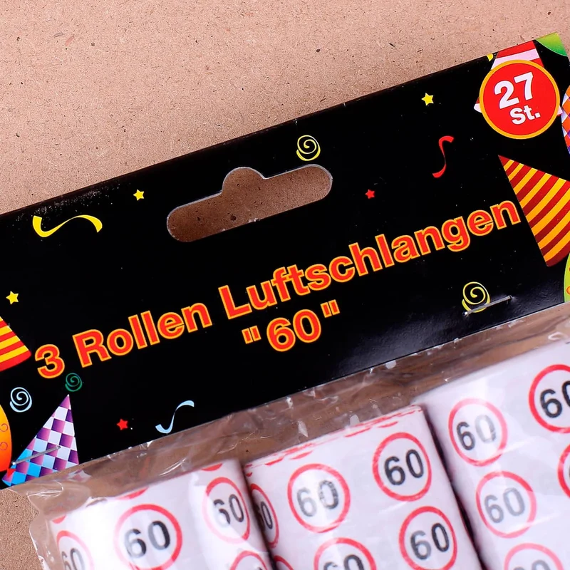 3er Pack Luftschlangen zum 60. Geburtstag