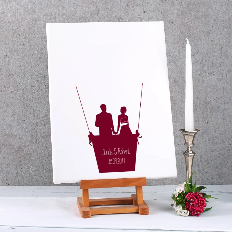 Leinwand Heißluftballon 30x40 mit Fingerabdrücken zur Hochzeit