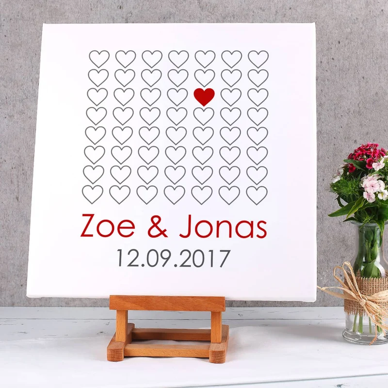 Leinwand zur Hochzeit 40 x 40 cm - mit Namen und Hochzeitsdatum