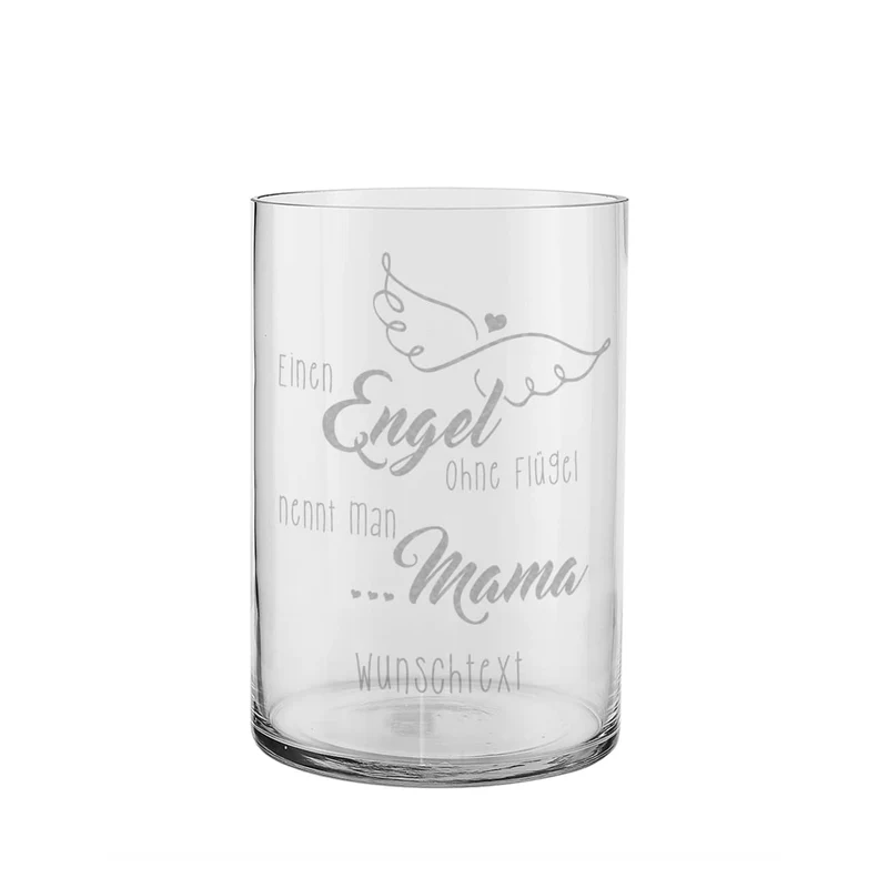 Glasvase Engel ohne Flügel nennt man Mama