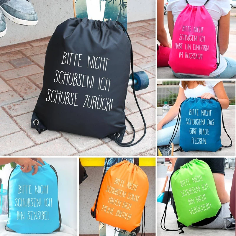 Rucksack Bitte nicht schubsen - in mehreren Farben mit Wunschtext