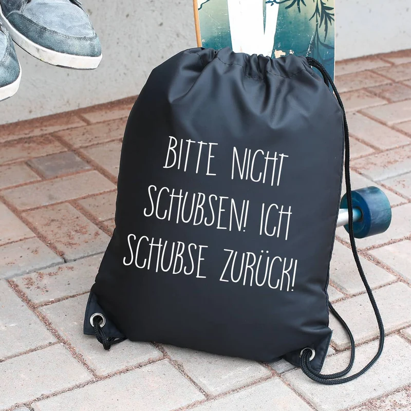 Rucksack Bitte nicht schubsen - in mehreren Farben mit Wunschtext
