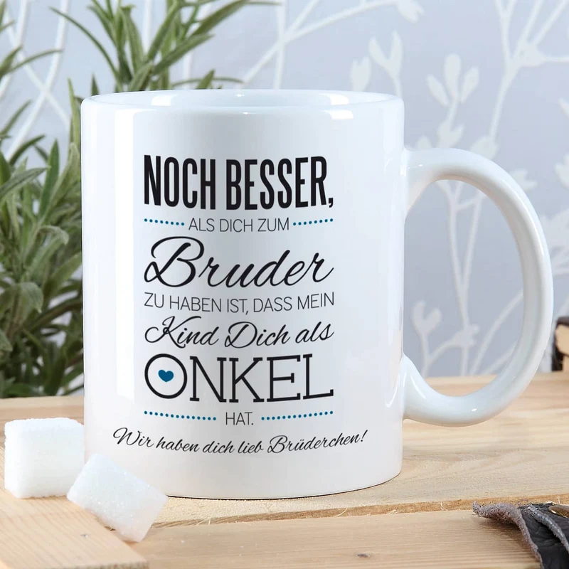 Tasse für den besten Bruder und Onkel mit Ihrem Wunschtext und tollem Spruch