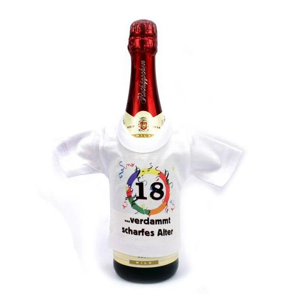 Mini T-Shirt für Flaschen: 18 - verdammt scharfes Alter!