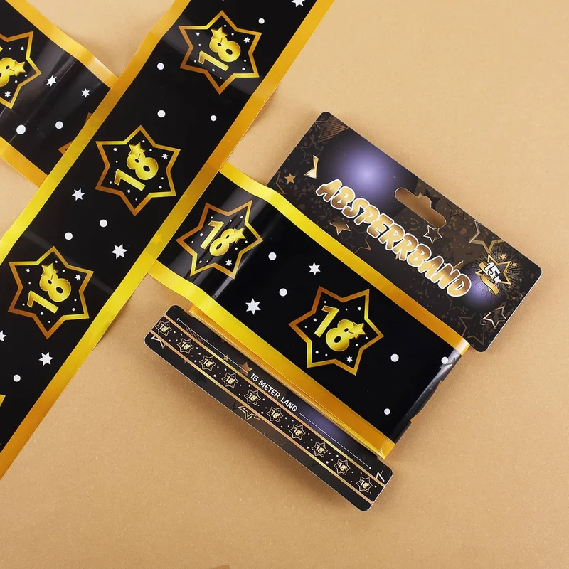 15 Meter Absperrband - 18 schwarz/gold