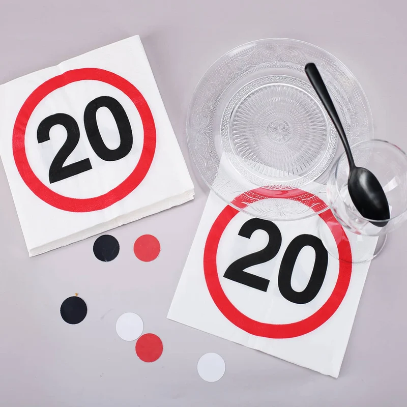 Verkehrszeichen-Servietten zum 20. Geburtstag