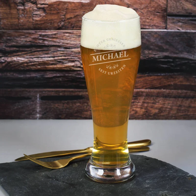 graviertes Weizenbierglas Echter Geniesser mit Wunschname